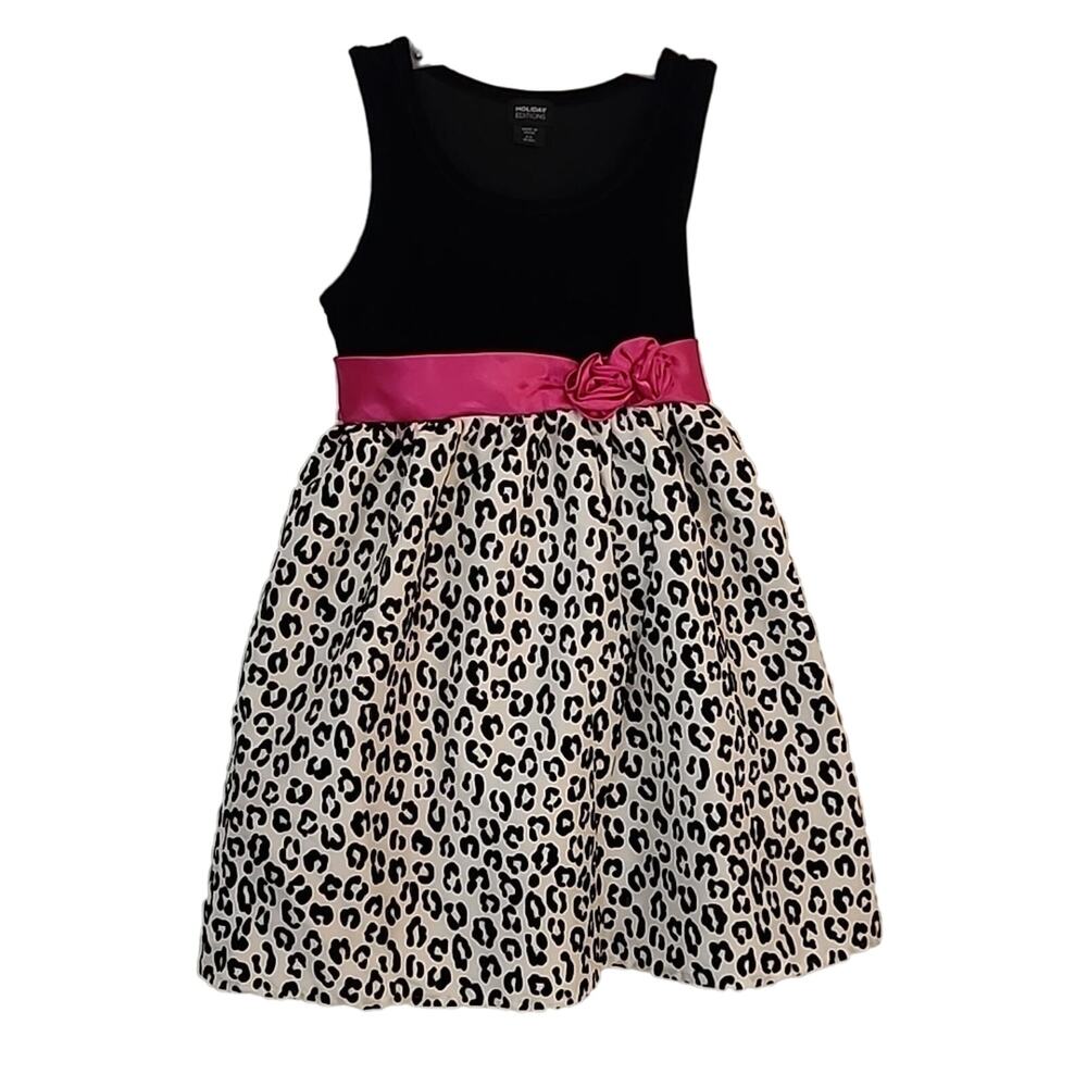 Holiday Editions 5/6 Velvet-like Bodice with Animal Print Skirt Dress